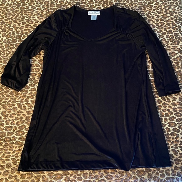 Vintage Carolyn Strauss Black Silky Top - Picture 1 of 10